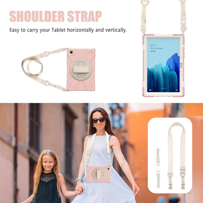 For Samsung Galaxy Tab A7 (2020) T500 Pure Color Silicone + PC Protective Case with Holder & Shoulder Strap(Sakura Pink) - Other Galaxy Tab PC by buy2fix | Online Shopping UK | buy2fix