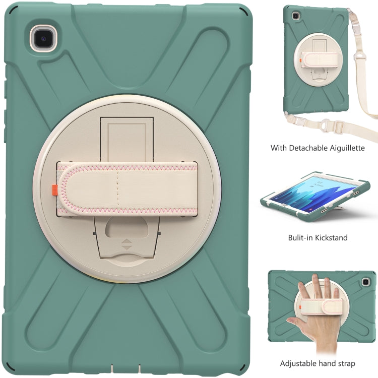 For Samsung Galaxy Tab A7 (2020) T500 Pure Color Silicone + PC Protective Case with Holder & Shoulder Strap(Emerald Green) - Other Galaxy Tab PC by buy2fix | Online Shopping UK | buy2fix