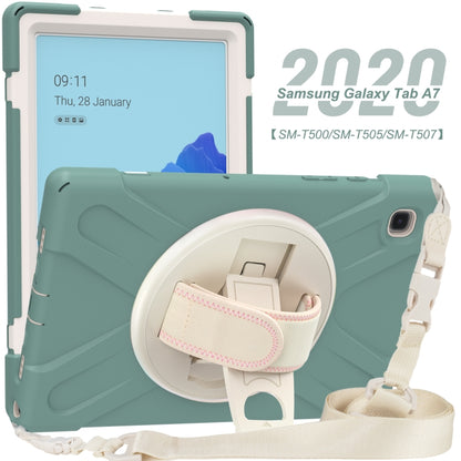 For Samsung Galaxy Tab A7 (2020) T500 Pure Color Silicone + PC Protective Case with Holder & Shoulder Strap(Emerald Green) - Other Galaxy Tab PC by buy2fix | Online Shopping UK | buy2fix