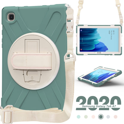 For Samsung Galaxy Tab A7 (2020) T500 Pure Color Silicone + PC Protective Case with Holder & Shoulder Strap(Emerald Green) - Other Galaxy Tab PC by buy2fix | Online Shopping UK | buy2fix