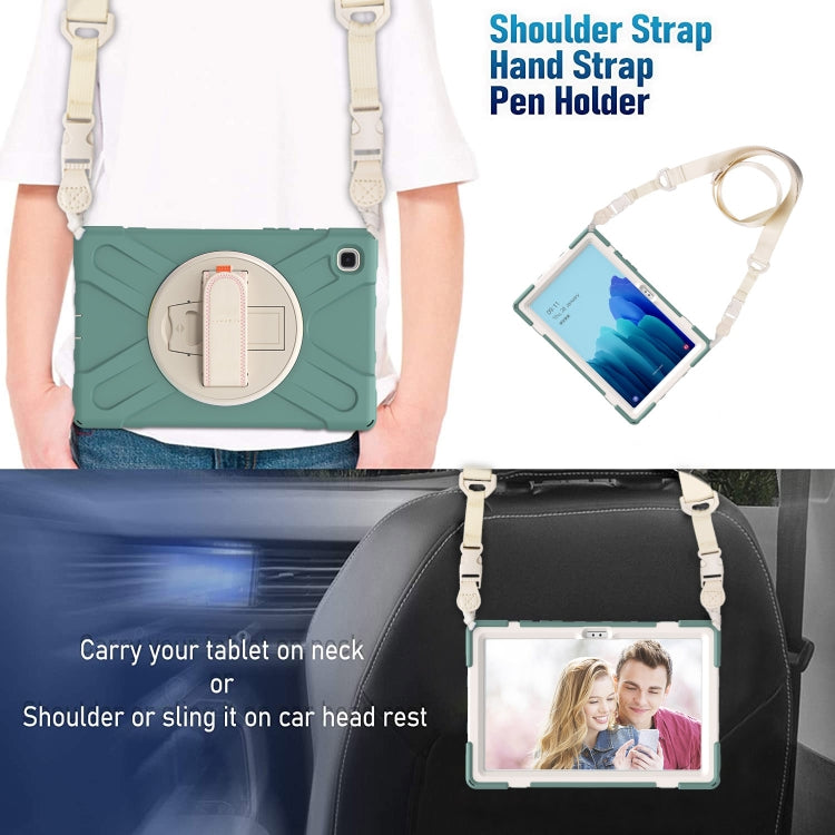 For Samsung Galaxy Tab A7 (2020) T500 Pure Color Silicone + PC Protective Case with Holder & Shoulder Strap(Emerald Green) - Other Galaxy Tab PC by buy2fix | Online Shopping UK | buy2fix