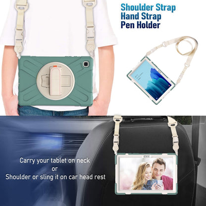 For Samsung Galaxy Tab A7 (2020) T500 Pure Color Silicone + PC Protective Case with Holder & Shoulder Strap(Emerald Green) - Other Galaxy Tab PC by buy2fix | Online Shopping UK | buy2fix