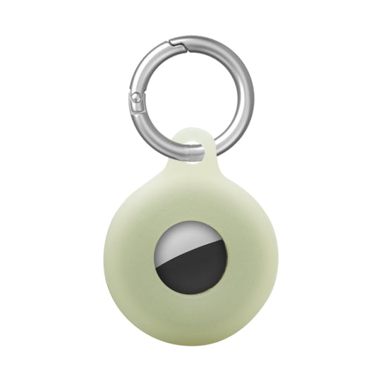 Dual-Side Hollow Anti-scratch Silicone Shockproof Protective Cover Case with Keychain Hook Loop For AirTag 2nd Gen / AirTag 1st Gen(Luminous Green)
