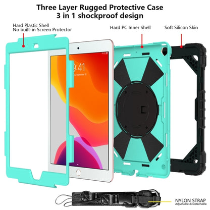 For iPad 10.2 2021 / 2020 / 2019 Contrast Color Robot Shockproof Silicon + PC Protective Case with Holder & Shoulder Strap(Black Mint) - iPad 10.2 Cases by buy2fix | Online Shopping UK | buy2fix