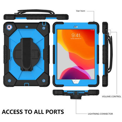 For iPad 10.2 2021 / 2020 / 2019 Contrast Color Robot Shockproof Silicon + PC Protective Case with Holder & Shoulder Strap(Black Blue) - iPad 10.2 Cases by buy2fix | Online Shopping UK | buy2fix