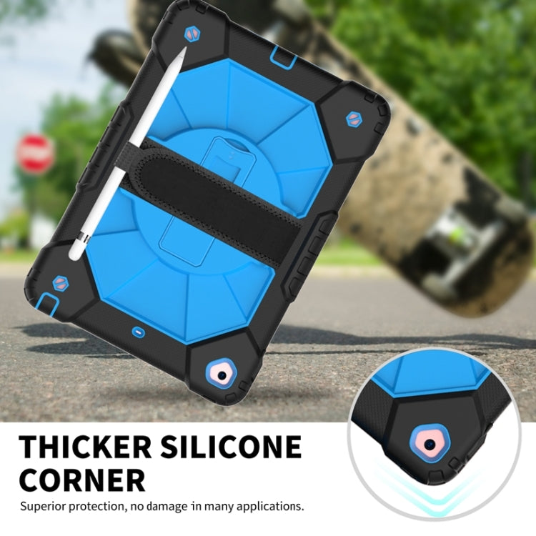 For iPad 10.2 2021 / 2020 / 2019 Contrast Color Robot Shockproof Silicon + PC Protective Case with Holder & Shoulder Strap(Black Blue) - iPad 10.2 Cases by buy2fix | Online Shopping UK | buy2fix
