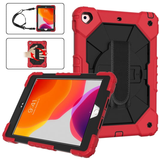 For iPad 10.2 2021 / 2020 / 2019 Contrast Color Robot Shockproof Silicon + PC Protective Case with Holder & Shoulder Strap(Red Black) - iPad 10.2 Cases by buy2fix | Online Shopping UK | buy2fix