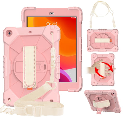 For iPad 10.2 2021 / 2020 / 2019 Contrast Color Robot Shockproof Silicon + PC Protective Case with Holder & Shoulder Strap(Rose Gold) - iPad 10.2 Cases by buy2fix | Online Shopping UK | buy2fix