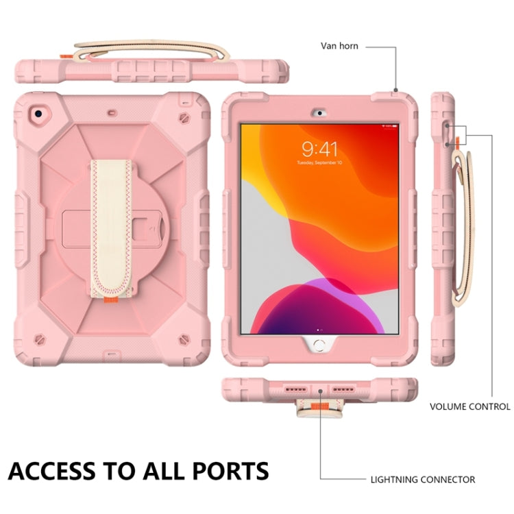 For iPad 10.2 2021 / 2020 / 2019 Contrast Color Robot Shockproof Silicon + PC Protective Case with Holder & Shoulder Strap(Rose Gold) - iPad 10.2 Cases by buy2fix | Online Shopping UK | buy2fix