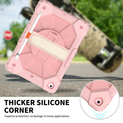 For iPad 10.2 2021 / 2020 / 2019 Contrast Color Robot Shockproof Silicon + PC Protective Case with Holder & Shoulder Strap(Rose Gold) - iPad 10.2 Cases by buy2fix | Online Shopping UK | buy2fix