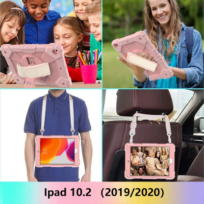 For iPad 10.2 2021 / 2020 / 2019 Contrast Color Robot Shockproof Silicon + PC Protective Case with Holder & Shoulder Strap(Rose Gold) - iPad 10.2 Cases by buy2fix | Online Shopping UK | buy2fix