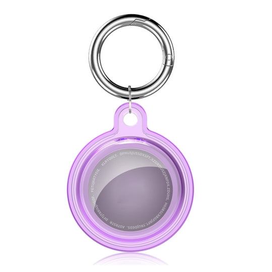 All-inclusive Clear Crystal Shockproof Protective Cover Case with Keychain Hook Loop For AirTag 2nd Gen / AirTag 1st Gen(Purple)