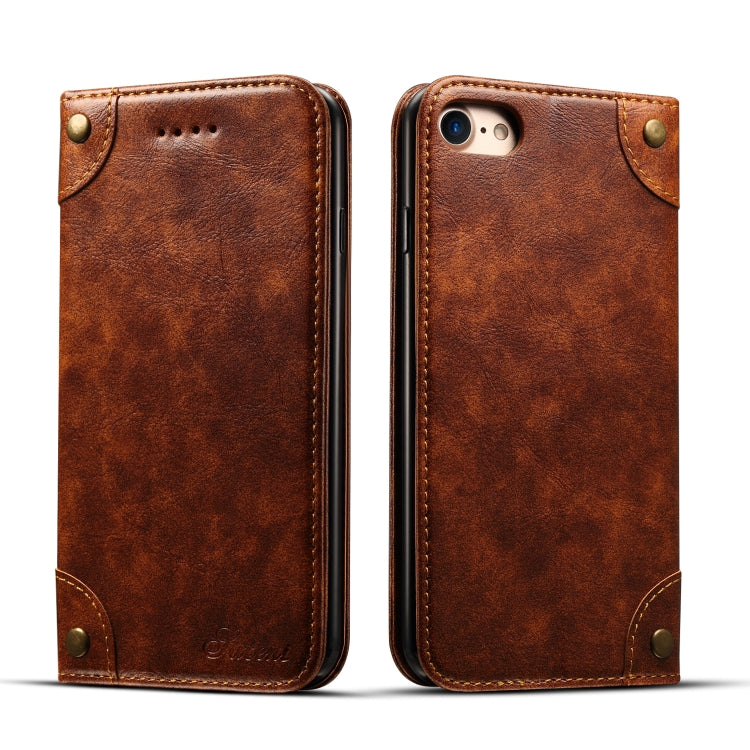 For iPhone SE 2022 / SE 2020 / 8 / 7 Baroque Simple Horizontal Flip Leather Case with Holder & Card Slots & Wallet(Light Brown) - iPhone SE 2022 / 2020 / 8 / 7 Cases by buy2fix | Online Shopping UK | buy2fix