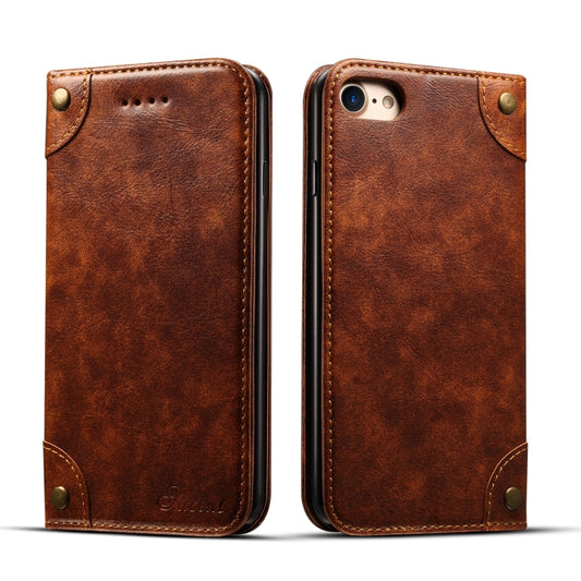 For iPhone SE 2022 / SE 2020 / 8 / 7 Baroque Simple Horizontal Flip Leather Case with Holder & Card Slots & Wallet(Light Brown) - iPhone SE 2022 / 2020 / 8 / 7 Cases by buy2fix | Online Shopping UK | buy2fix