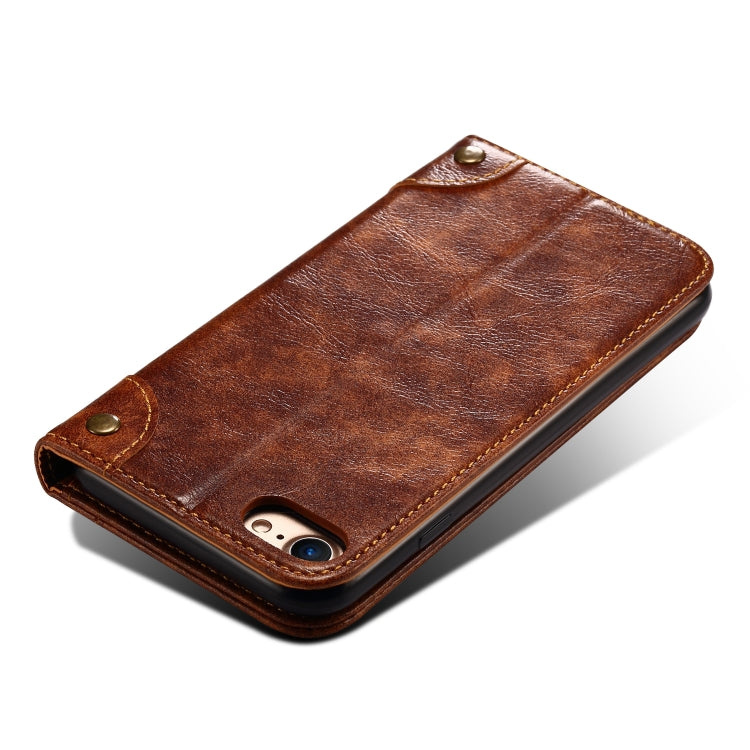 For iPhone SE 2022 / SE 2020 / 8 / 7 Baroque Simple Horizontal Flip Leather Case with Holder & Card Slots & Wallet(Light Brown) - iPhone SE 2022 / 2020 / 8 / 7 Cases by buy2fix | Online Shopping UK | buy2fix