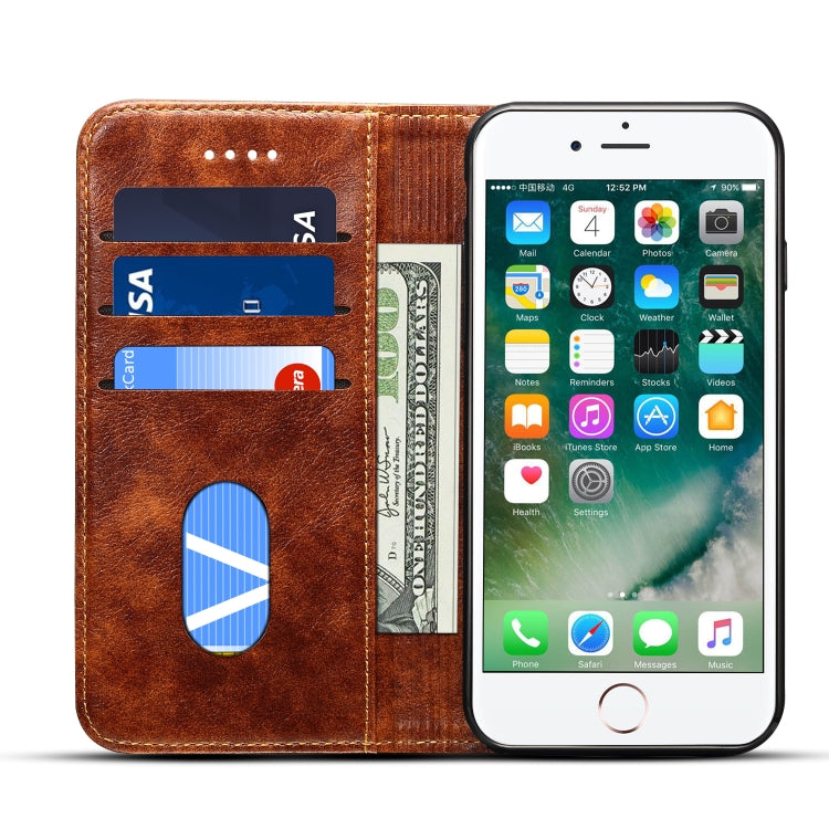 For iPhone SE 2022 / SE 2020 / 8 / 7 Baroque Simple Horizontal Flip Leather Case with Holder & Card Slots & Wallet(Light Brown) - iPhone SE 2022 / 2020 / 8 / 7 Cases by buy2fix | Online Shopping UK | buy2fix