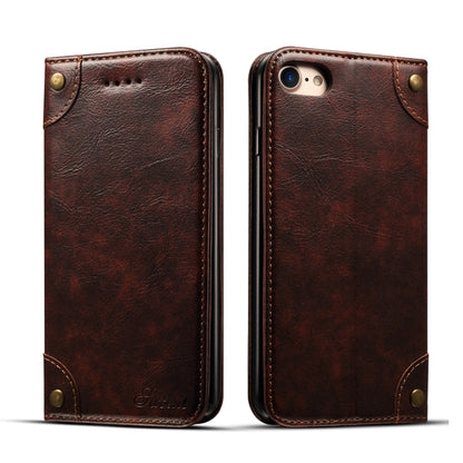 For iPhone SE 2022 / SE 2020 / 8 / 7 Baroque Simple Horizontal Flip Leather Case with Holder & Card Slots & Wallet(Dark Brown) - iPhone SE 2022 / 2020 / 8 / 7 Cases by buy2fix | Online Shopping UK | buy2fix
