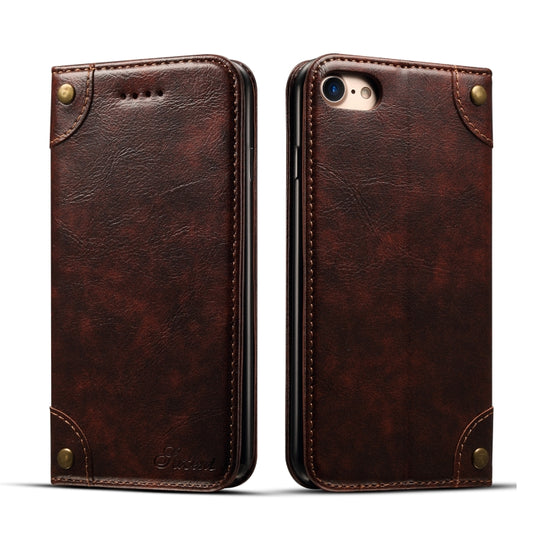 For iPhone SE 2022 / SE 2020 / 8 / 7 Baroque Simple Horizontal Flip Leather Case with Holder & Card Slots & Wallet(Dark Brown) - iPhone SE 2022 / 2020 / 8 / 7 Cases by buy2fix | Online Shopping UK | buy2fix