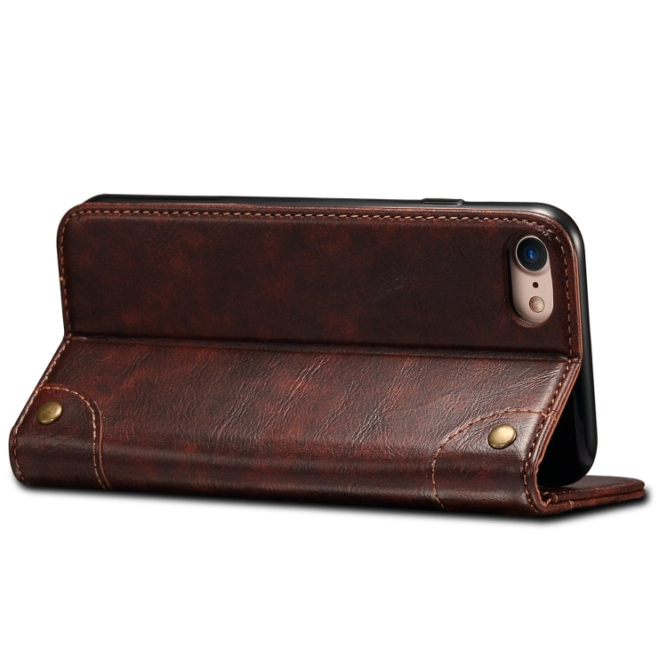 For iPhone SE 2022 / SE 2020 / 8 / 7 Baroque Simple Horizontal Flip Leather Case with Holder & Card Slots & Wallet(Dark Brown) - iPhone SE 2022 / 2020 / 8 / 7 Cases by buy2fix | Online Shopping UK | buy2fix