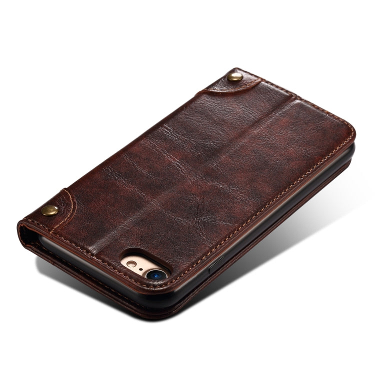 For iPhone SE 2022 / SE 2020 / 8 / 7 Baroque Simple Horizontal Flip Leather Case with Holder & Card Slots & Wallet(Dark Brown) - iPhone SE 2022 / 2020 / 8 / 7 Cases by buy2fix | Online Shopping UK | buy2fix