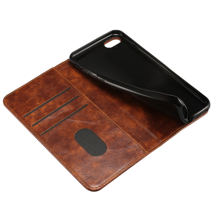 For iPhone SE 2022 / SE 2020 / 8 / 7 Baroque Simple Horizontal Flip Leather Case with Holder & Card Slots & Wallet(Dark Brown) - iPhone SE 2022 / 2020 / 8 / 7 Cases by buy2fix | Online Shopping UK | buy2fix