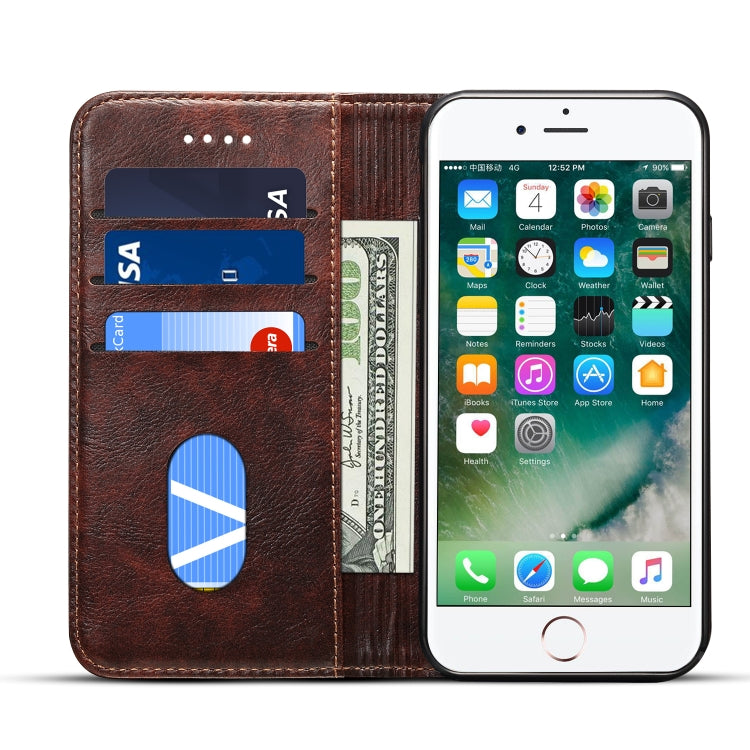 For iPhone SE 2022 / SE 2020 / 8 / 7 Baroque Simple Horizontal Flip Leather Case with Holder & Card Slots & Wallet(Dark Brown) - iPhone SE 2022 / 2020 / 8 / 7 Cases by buy2fix | Online Shopping UK | buy2fix