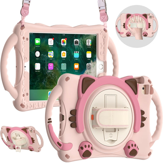 Cute Cat King Kids Shockproof Silicone Tablet Case with Holder & Shoulder Strap & Handle For iPad mini 5 / 4 / 3 / 2 /1(Pink) - iPad mini (2019) / mini 5 Cases by buy2fix | Online Shopping UK | buy2fix