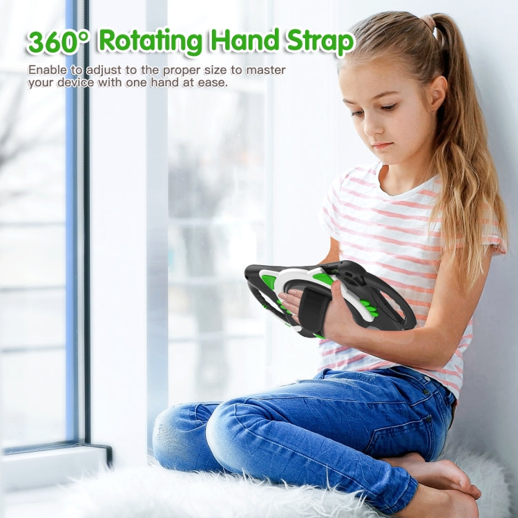 Cute Cat King Kids Shockproof Silicone Tablet Case with Holder & Shoulder Strap & Handle For iPad mini 5 / 4 / 3 / 2 /1(Black Green) - iPad mini (2019) / mini 5 Cases by buy2fix | Online Shopping UK | buy2fix