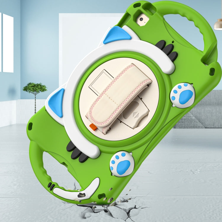 Cute Cat King Kids Shockproof Silicone Tablet Case with Holder & Shoulder Strap & Handle For iPad mini 5 / 4 / 3 / 2 /1(Green) - iPad mini (2019) / mini 5 Cases by buy2fix | Online Shopping UK | buy2fix