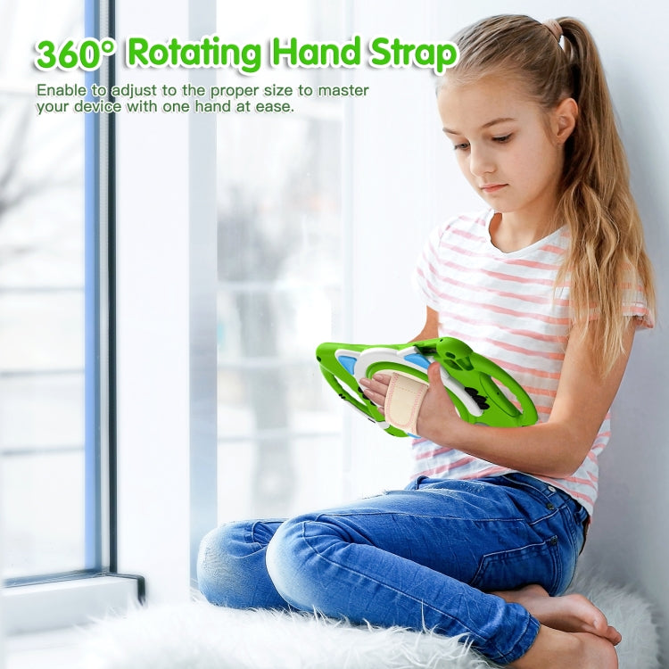 Cute Cat King Kids Shockproof Silicone Tablet Case with Holder & Shoulder Strap & Handle For iPad mini 5 / 4 / 3 / 2 /1(Green) - iPad mini (2019) / mini 5 Cases by buy2fix | Online Shopping UK | buy2fix