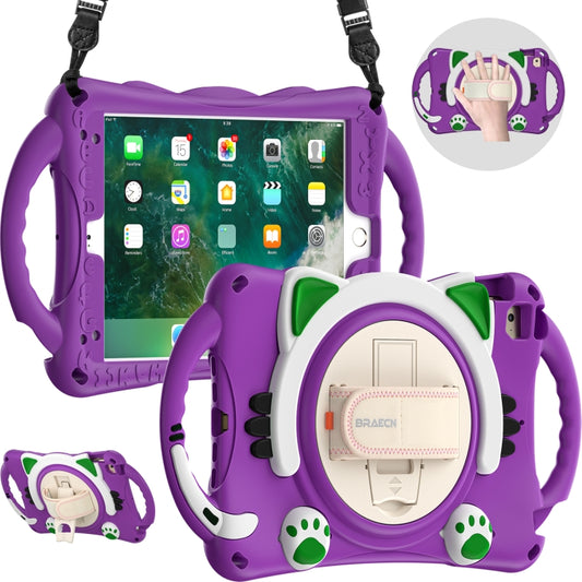 Cute Cat King Kids Shockproof Silicone Tablet Case with Holder & Shoulder Strap & Handle For iPad mini 5 / 4 / 3 / 2 /1(Purple) - iPad mini (2019) / mini 5 Cases by buy2fix | Online Shopping UK | buy2fix