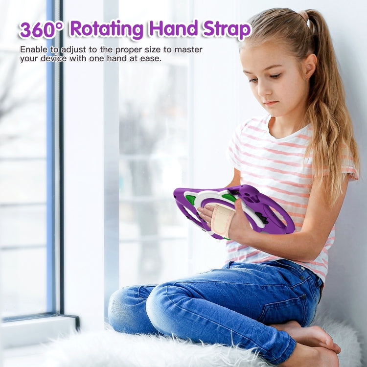 Cute Cat King Kids Shockproof Silicone Tablet Case with Holder & Shoulder Strap & Handle For iPad mini 5 / 4 / 3 / 2 /1(Purple) - iPad mini (2019) / mini 5 Cases by buy2fix | Online Shopping UK | buy2fix