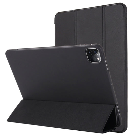 For iPad Pro 11 2022 / 2021 / 2020 TPU Horizontal Flip Leather Tablet Case with Three-folding Holder(Black) by buy2fix