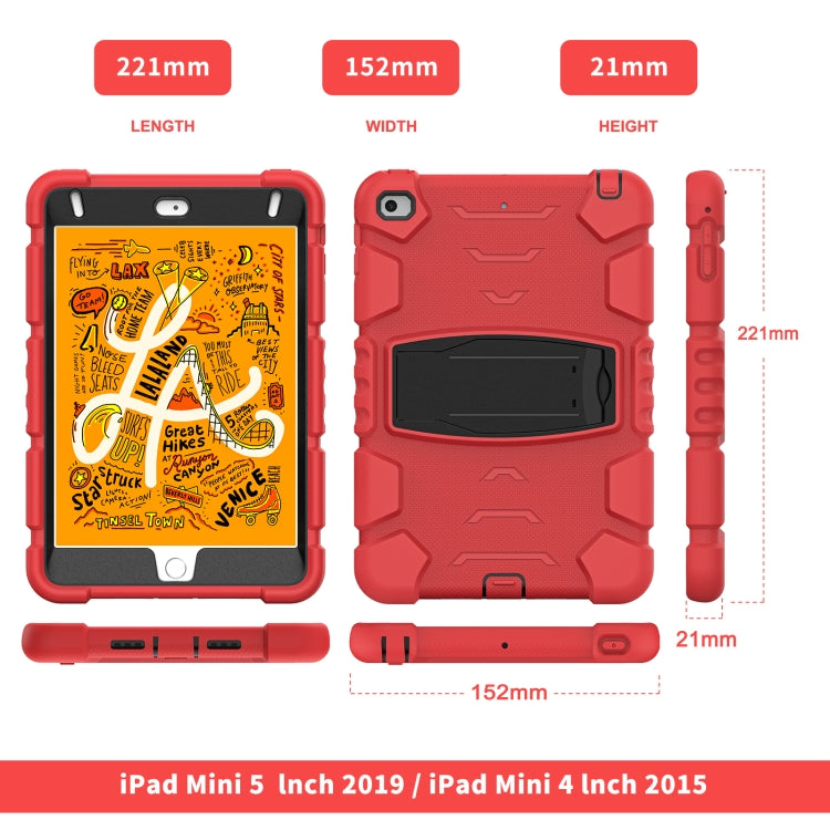 3-Layer Protection Screen Frame + PC + Silicone Shockproof Combination Case with Holder For iPad mini 5 / 4(Red+Black) - iPad mini (2019) / mini 5 Cases by buy2fix | Online Shopping UK | buy2fix