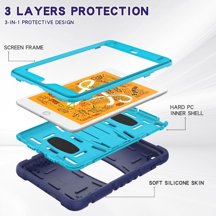 3-Layer Protection Screen Frame + PC + Silicone Shockproof Combination Case with Holder For iPad mini 5 / 4(NavyBlue + Blue) - iPad mini (2019) / mini 5 Cases by buy2fix | Online Shopping UK | buy2fix