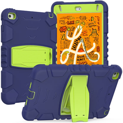 3-Layer Protection Screen Frame + PC + Silicone Shockproof Combination Case with Holder For iPad mini 5 / 4(Navy Blue + Lime) - iPad mini (2019) / mini 5 Cases by buy2fix | Online Shopping UK | buy2fix