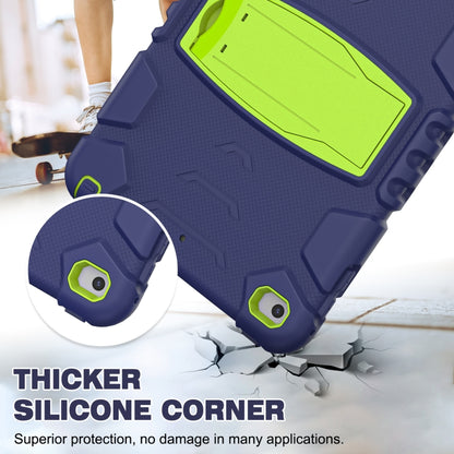 3-Layer Protection Screen Frame + PC + Silicone Shockproof Combination Case with Holder For iPad mini 5 / 4(Navy Blue + Lime) - iPad mini (2019) / mini 5 Cases by buy2fix | Online Shopping UK | buy2fix