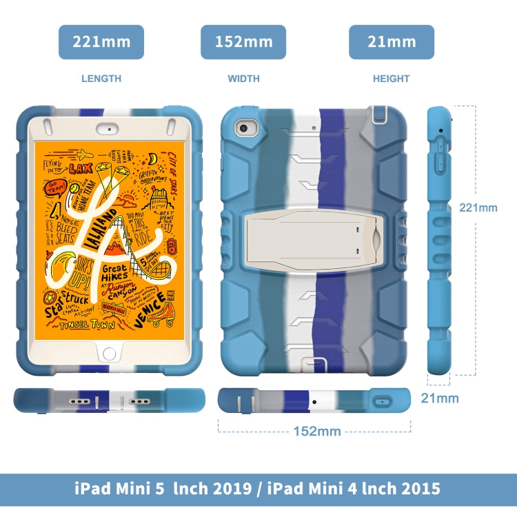 3-Layer Protection Screen Frame + PC + Silicone Shockproof Combination Case with Holder For iPad mini 5 / 4(Colorful Blue) - iPad mini (2019) / mini 5 Cases by buy2fix | Online Shopping UK | buy2fix