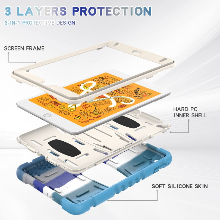 3-Layer Protection Screen Frame + PC + Silicone Shockproof Combination Case with Holder For iPad mini 5 / 4(Colorful Blue) - iPad mini (2019) / mini 5 Cases by buy2fix | Online Shopping UK | buy2fix