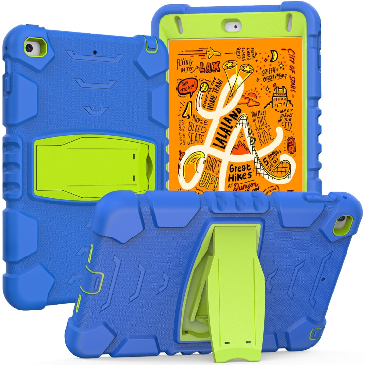 3-Layer Protection Screen Frame + PC + Silicone Shockproof Combination Case with Holder For iPad mini 5 / 4(Blue+Lime) - iPad mini (2019) / mini 5 Cases by buy2fix | Online Shopping UK | buy2fix