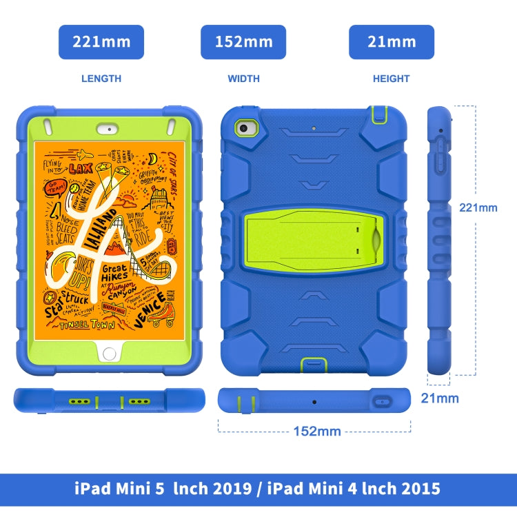 3-Layer Protection Screen Frame + PC + Silicone Shockproof Combination Case with Holder For iPad mini 5 / 4(Blue+Lime) - iPad mini (2019) / mini 5 Cases by buy2fix | Online Shopping UK | buy2fix