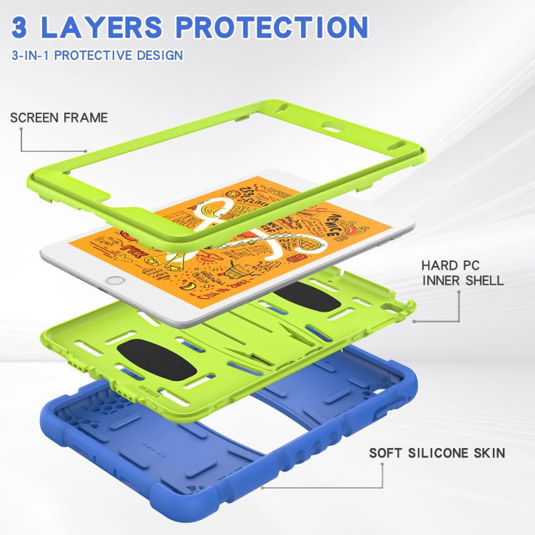 3-Layer Protection Screen Frame + PC + Silicone Shockproof Combination Case with Holder For iPad mini 5 / 4(Blue+Lime) - iPad mini (2019) / mini 5 Cases by buy2fix | Online Shopping UK | buy2fix