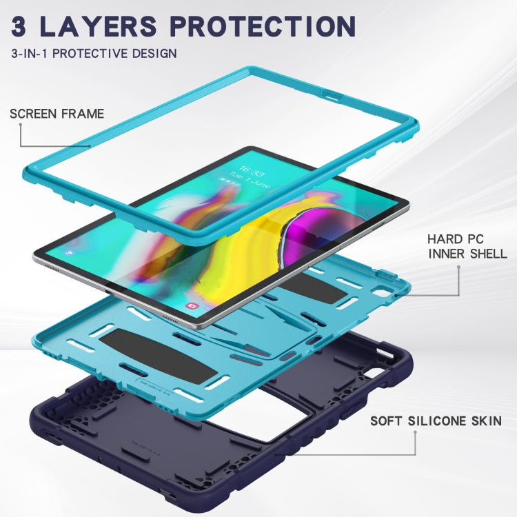 3-Layer Protection Screen Frame + PC + Silicone Shockproof Combination Case with Holder For Samsung Galaxy Tab S5e T720(NavyBlue + Blue) - Tab S5E 10.5 T720 / T725 by buy2fix | Online Shopping UK | buy2fix