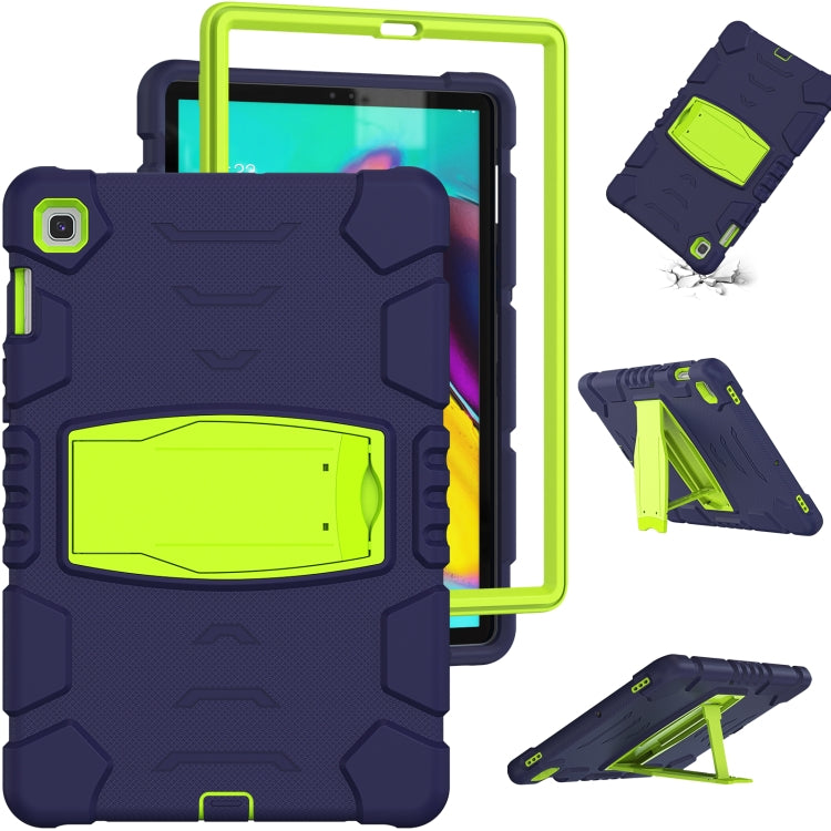 3-Layer Protection Screen Frame + PC + Silicone Shockproof Combination Case with Holder For Samsung Galaxy Tab S5e T720(Navy Blue + Lime) - Tab S5E 10.5 T720 / T725 by buy2fix | Online Shopping UK | buy2fix
