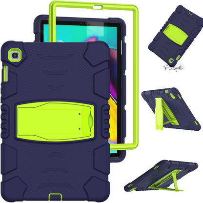 3-Layer Protection Screen Frame + PC + Silicone Shockproof Combination Case with Holder For Samsung Galaxy Tab S5e T720(Navy Blue + Lime) - Tab S5E 10.5 T720 / T725 by buy2fix | Online Shopping UK | buy2fix