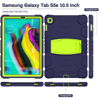 3-Layer Protection Screen Frame + PC + Silicone Shockproof Combination Case with Holder For Samsung Galaxy Tab S5e T720(Navy Blue + Lime) - Tab S5E 10.5 T720 / T725 by buy2fix | Online Shopping UK | buy2fix