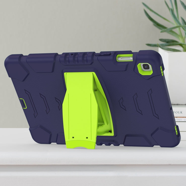 3-Layer Protection Screen Frame + PC + Silicone Shockproof Combination Case with Holder For Samsung Galaxy Tab S5e T720(Navy Blue + Lime) - Tab S5E 10.5 T720 / T725 by buy2fix | Online Shopping UK | buy2fix