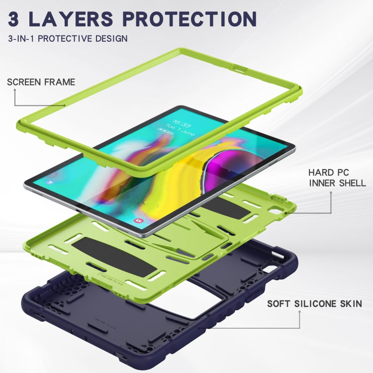 3-Layer Protection Screen Frame + PC + Silicone Shockproof Combination Case with Holder For Samsung Galaxy Tab S5e T720(Navy Blue + Lime) - Tab S5E 10.5 T720 / T725 by buy2fix | Online Shopping UK | buy2fix