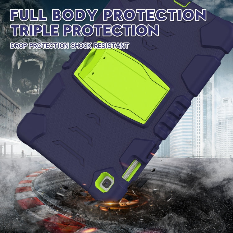 3-Layer Protection Screen Frame + PC + Silicone Shockproof Combination Case with Holder For Samsung Galaxy Tab S5e T720(Navy Blue + Lime) - Tab S5E 10.5 T720 / T725 by buy2fix | Online Shopping UK | buy2fix