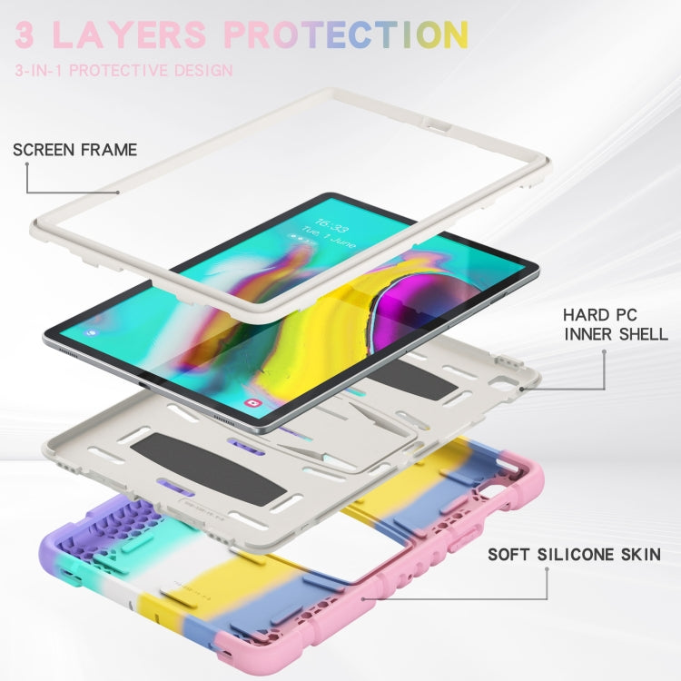 3-Layer Protection Screen Frame + PC + Silicone Shockproof Combination Case with Holder For Samsung Galaxy Tab S5e T720(Colorful Pink) - Tab S5E 10.5 T720 / T725 by buy2fix | Online Shopping UK | buy2fix